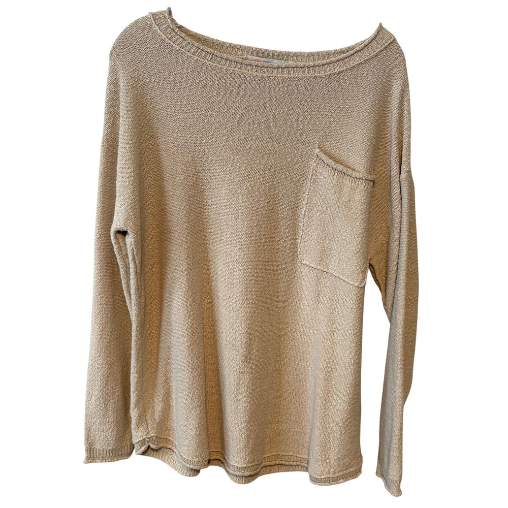 Free People FP Beach Women's Oatmeal Cotton Blend Nubbly Rollneck Sweater Size S